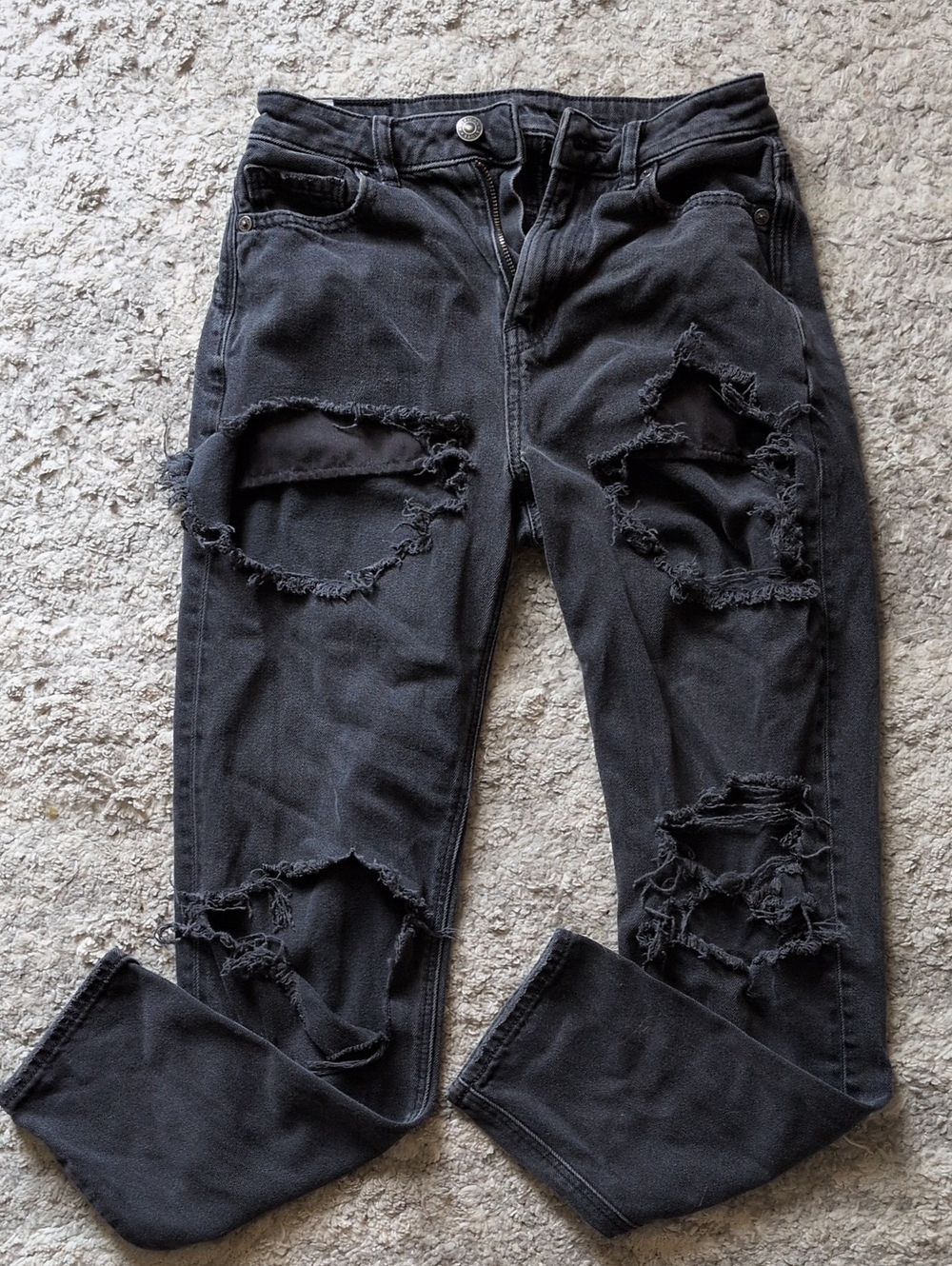 American Eagle Outfitters Black Distressed Boyfriend Jeans